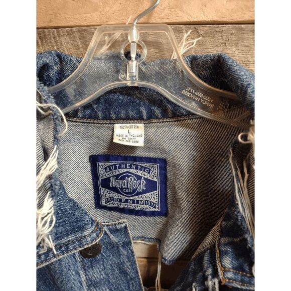 Hard Rock Cafe Nassau Bahamas Custom Large (L) Jean Jacket, Ripped Lips Lipstick - Picture 4 of 8